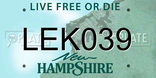 LEK039 New Hampshire License Plate