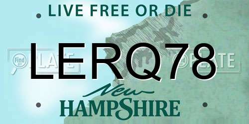 LERQ78 New Hampshire License Plate