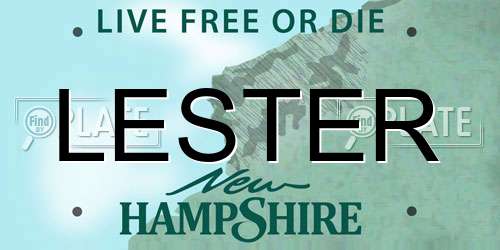 LESTER New Hampshire License Plate