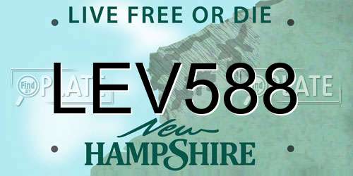 LEV588 New Hampshire License Plate