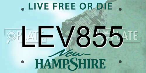 LEV855 New Hampshire License Plate