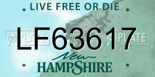 LF63617 New Hampshire License Plate