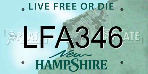LFA346 New Hampshire License Plate