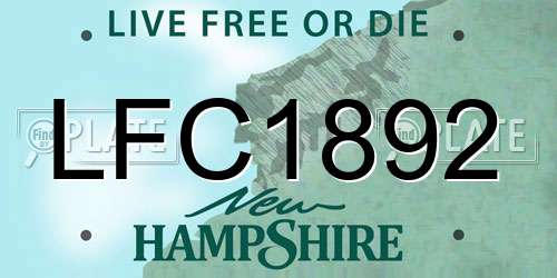 LFC1892 New Hampshire License Plate