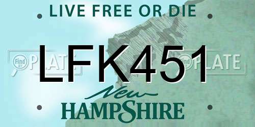 LFK451 New Hampshire License Plate