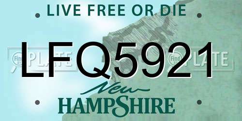 LFQ5921 New Hampshire License Plate