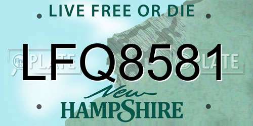 LFQ8581 New Hampshire License Plate