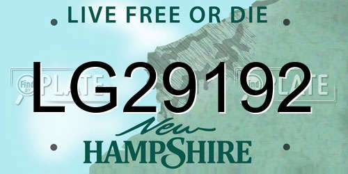 LG29192 New Hampshire License Plate