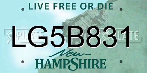 LG5B831 New Hampshire License Plate