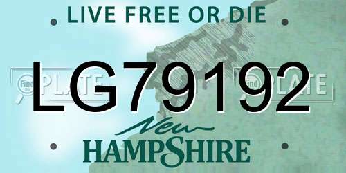 LG79192 New Hampshire License Plate