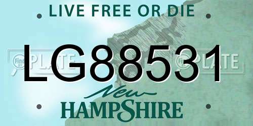 LG88531 New Hampshire License Plate