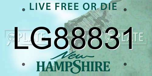 LG88831 New Hampshire License Plate