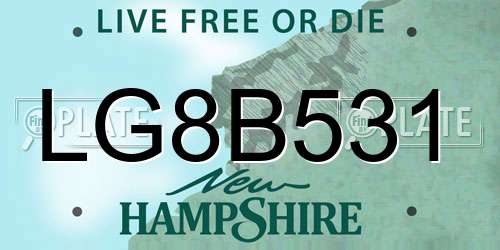 LG8B531 New Hampshire License Plate