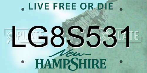 LG8S531 New Hampshire License Plate