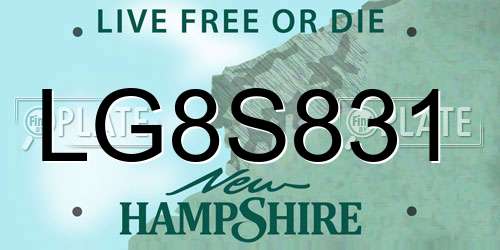 LG8S831 New Hampshire License Plate