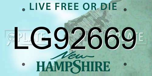 LG92669 New Hampshire License Plate