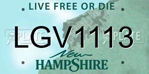 LGV1113 New Hampshire License Plate