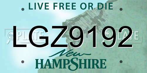 LGZ9192 New Hampshire License Plate