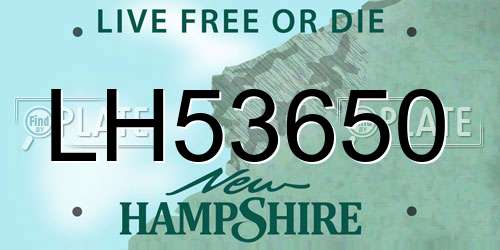 LH53650 New Hampshire License Plate