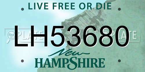 LH53680 New Hampshire License Plate
