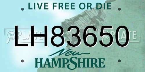 LH83650 New Hampshire License Plate