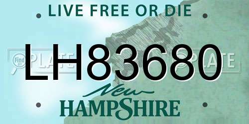 LH83680 New Hampshire License Plate