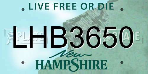 LHB3650 New Hampshire License Plate
