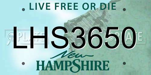 LHS3650 New Hampshire License Plate