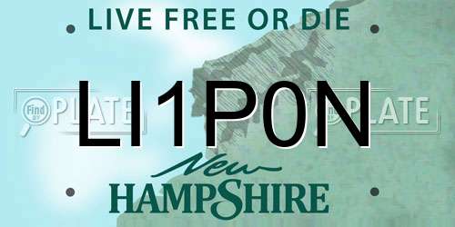 LI1P0N New Hampshire License Plate