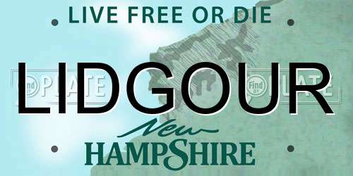 LIDGOUR New Hampshire License Plate