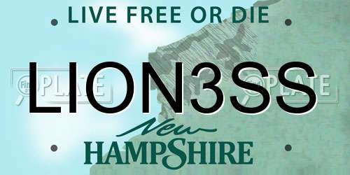 LION3SS New Hampshire License Plate