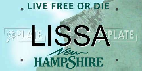 LISSA New Hampshire License Plate