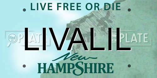 LIVALIL New Hampshire License Plate