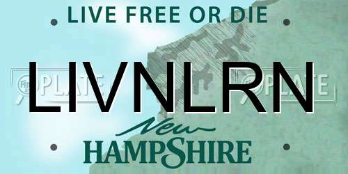 LIVNLRN New Hampshire License Plate