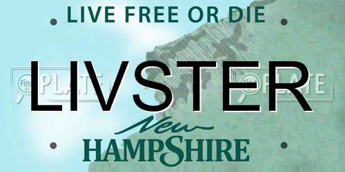LIVSTER New Hampshire License Plate