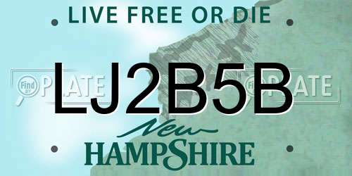 LJ2B5B New Hampshire License Plate
