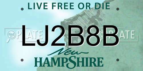 LJ2B8B New Hampshire License Plate