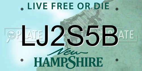 LJ2S5B New Hampshire License Plate