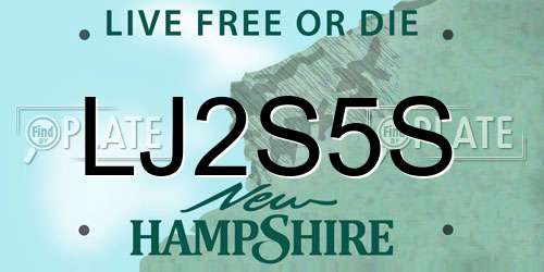 LJ2S5S New Hampshire License Plate