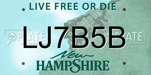 LJ7B5B New Hampshire License Plate