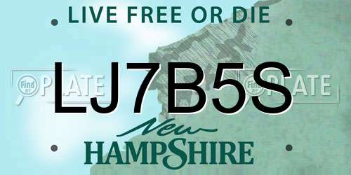 LJ7B5S New Hampshire License Plate