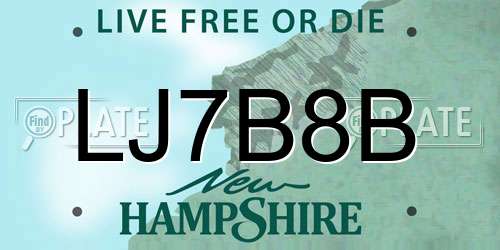 LJ7B8B New Hampshire License Plate