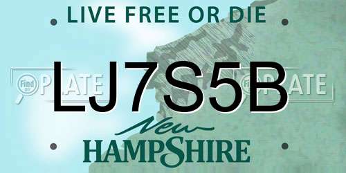 LJ7S5B New Hampshire License Plate