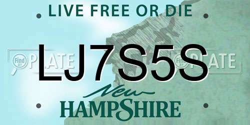 LJ7S5S New Hampshire License Plate