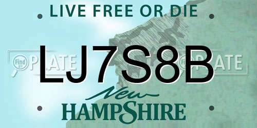 LJ7S8B New Hampshire License Plate