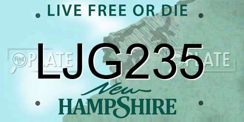 LJG235 New Hampshire License Plate