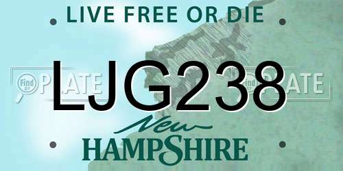 LJG238 New Hampshire License Plate