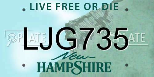 LJG735 New Hampshire License Plate