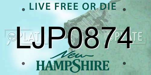 LJP0874 New Hampshire License Plate