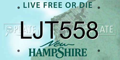 LJT558 New Hampshire License Plate